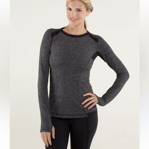 Lululemon Base Runner Long Sleeve Sz 6 black gray